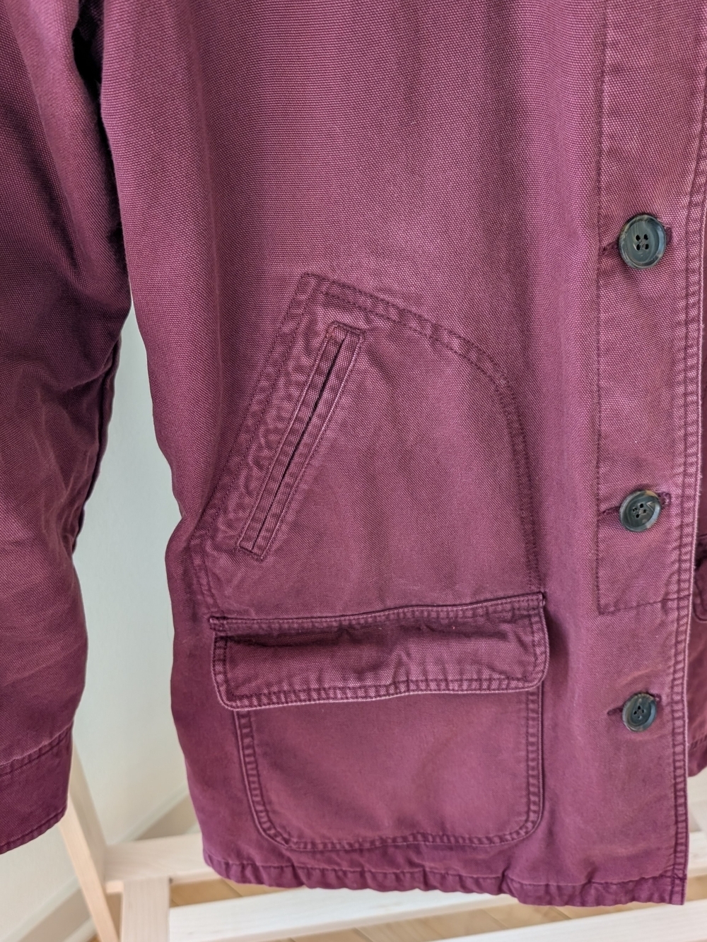 Vintage Lands' End Chore Denim Corduroy Collared Jacket In Burgundy - Picture 4 of 5